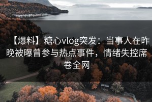 【爆料】糖心vlog突发：当事人在昨晚被曝曾参与热点事件，情绪失控席卷全网