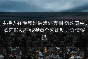 主持人在晚餐过后遭遇真相 沉沦其中，蘑菇影视在线观看全网炸锅，详情深扒